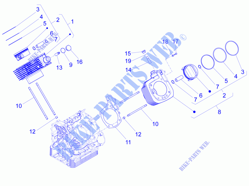 Cylindre   Piston pour MOTO GUZZI Eldorado E3 ABS de 2015