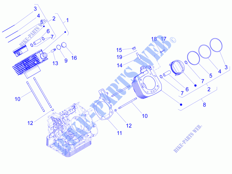 Cylindre   Piston pour MOTO GUZZI Eldorado E4 ABS de 2016