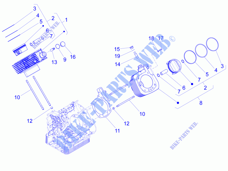 Cylindre   Piston pour MOTO GUZZI Eldorado E4 ABS de 2017