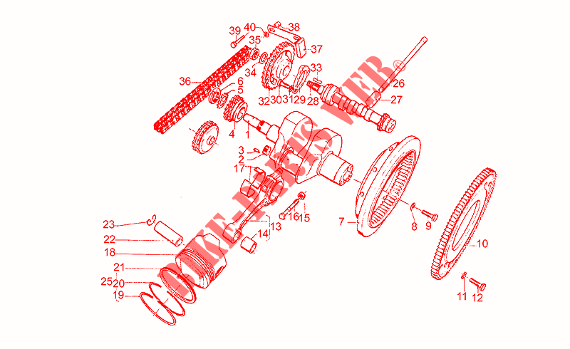 Arbre moteur pour MOTO GUZZI T3 e Derivati Calif./T4/Pol./CC/PA de 1984
